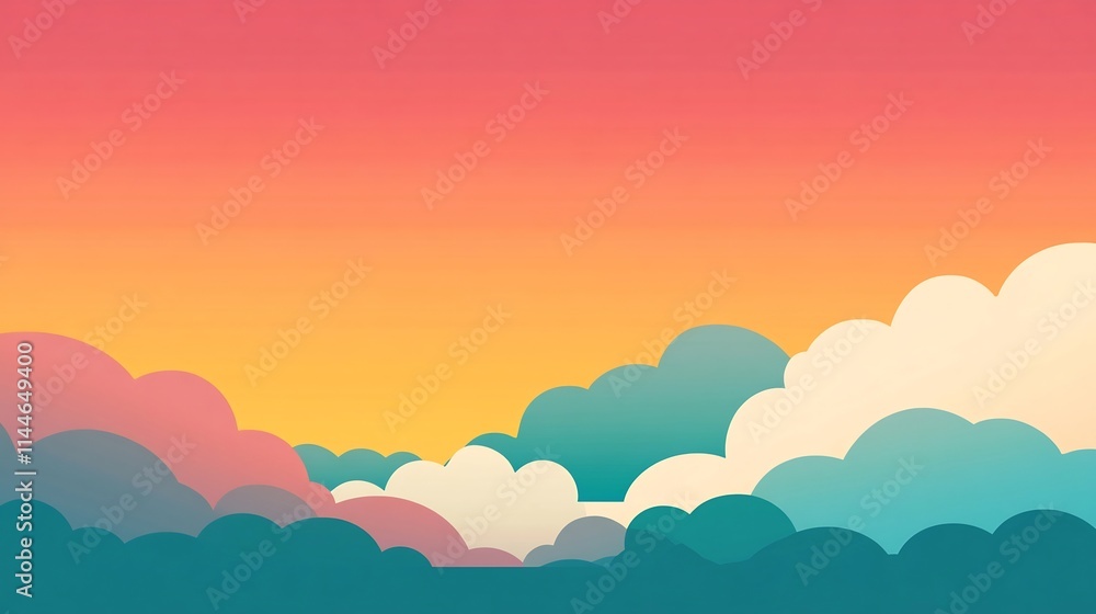 Aufkleber soft pastel gradient sky with subtle clouds - minimalist abstract background for digital designs