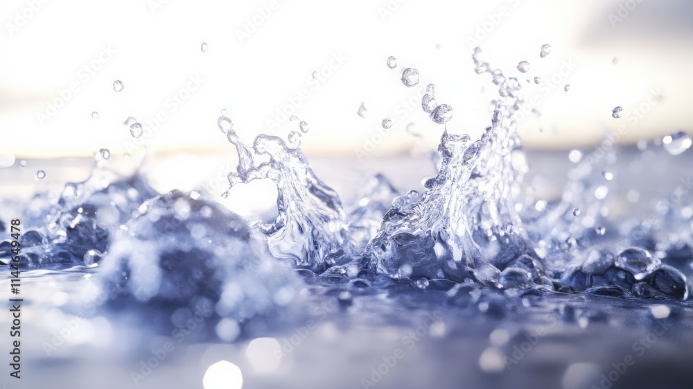 Poster personal inspiration perspective concept. water splashes creating dynamic ripples in a serene enviro