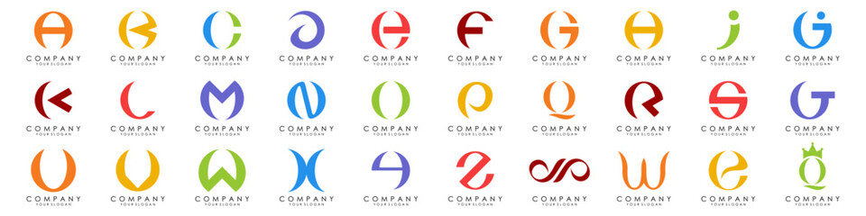 swoosh and rounded modern alphabet, trendy letters from A to Z