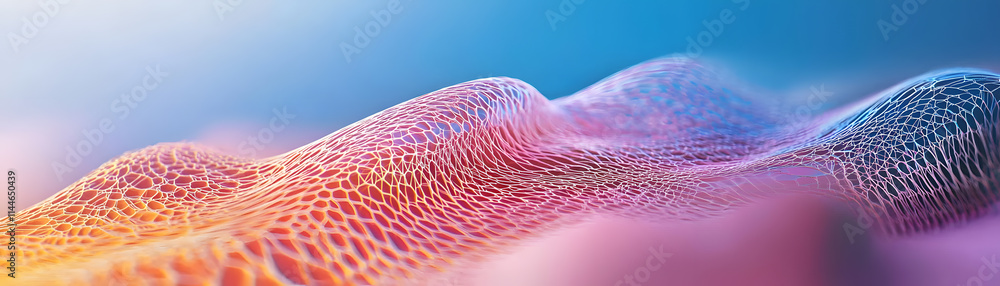 Poster dynamic abstract waves digital art colorful design modern environment wide view conceptual explorati