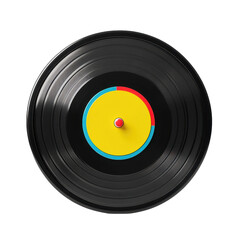 Colorful Vinyl Record with Center Labels on a White Background