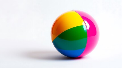 A colorful toy ball resting on a bright white background, ideal for children's product promotions 