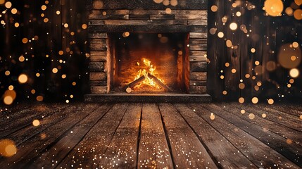 Christmas concept with fireplace