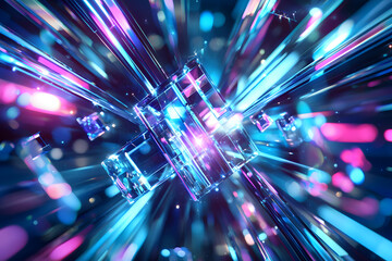 Dynamic light reflections abstract space digital artwork vibrant colors close-up view visual experience for enthusiasts