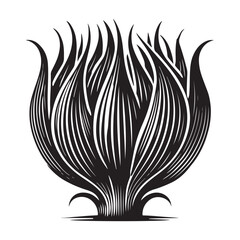 Shallot Silhouette Vector Illustration, Solid White Background.