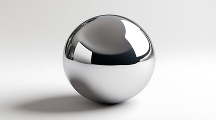 A shiny, metallic sphere with smooth surfaces on a white background, highlighting its reflective properties 