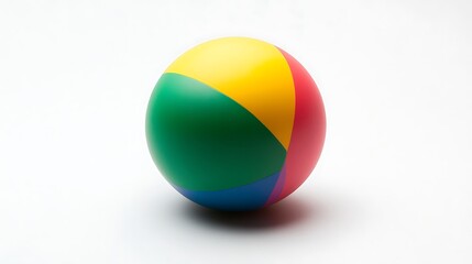 A vibrant rubber ball often seen in playgrounds placed on a clean white background, ideal for children's themes 