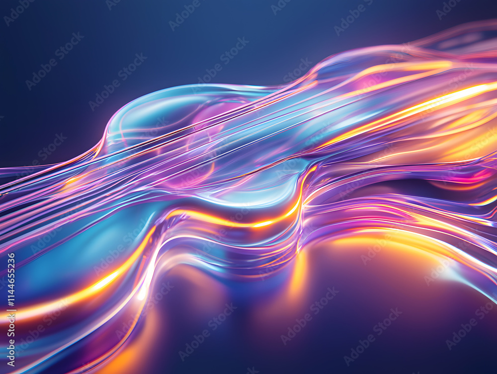 Poster dynamic flowing light patterns abstract art digital creation colorful environment 3d perspective vis