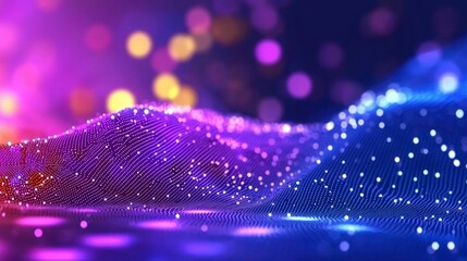Abstract Glowing Particle Wave Background  Futuristic Tech Design