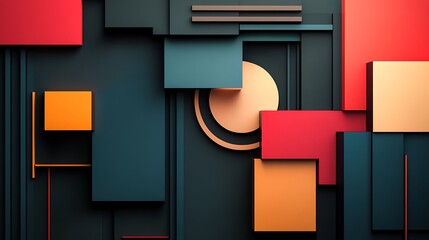 Layered geometric shapes digital painting Abstract style. AI Generated