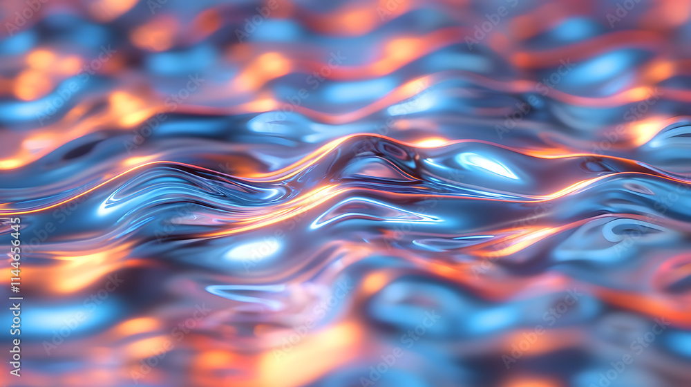 Poster dynamic water reflection abstract art digital creation vibrant wave patterns colorful environment cl
