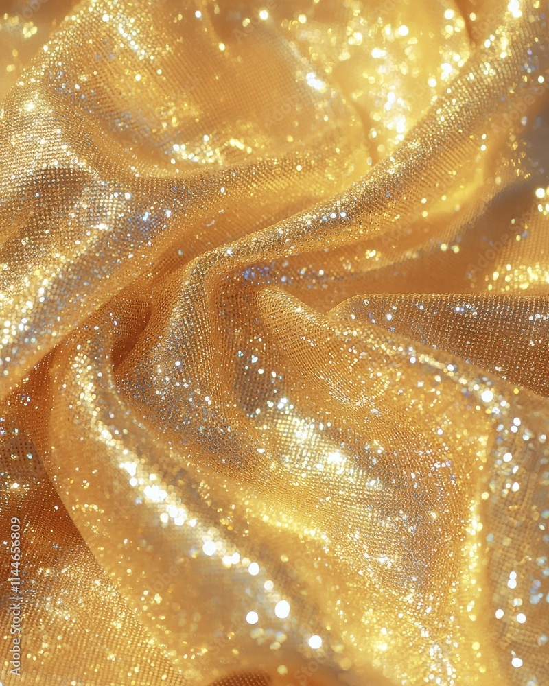 Poster sparkling gold sequined textile closeup studio fabric shimmering environment macro viewpoint