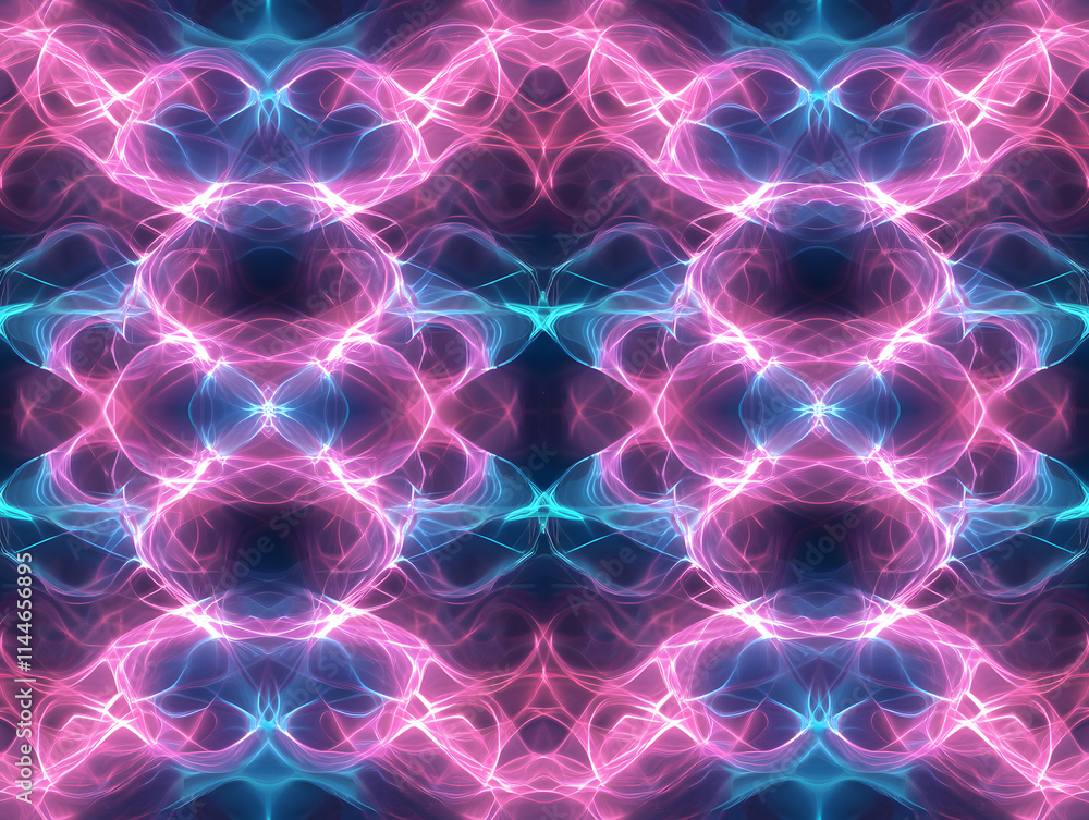 Aufkleber dynamic neon light patterns abstract art digital design vibrant environment symmetrical viewpoint vi