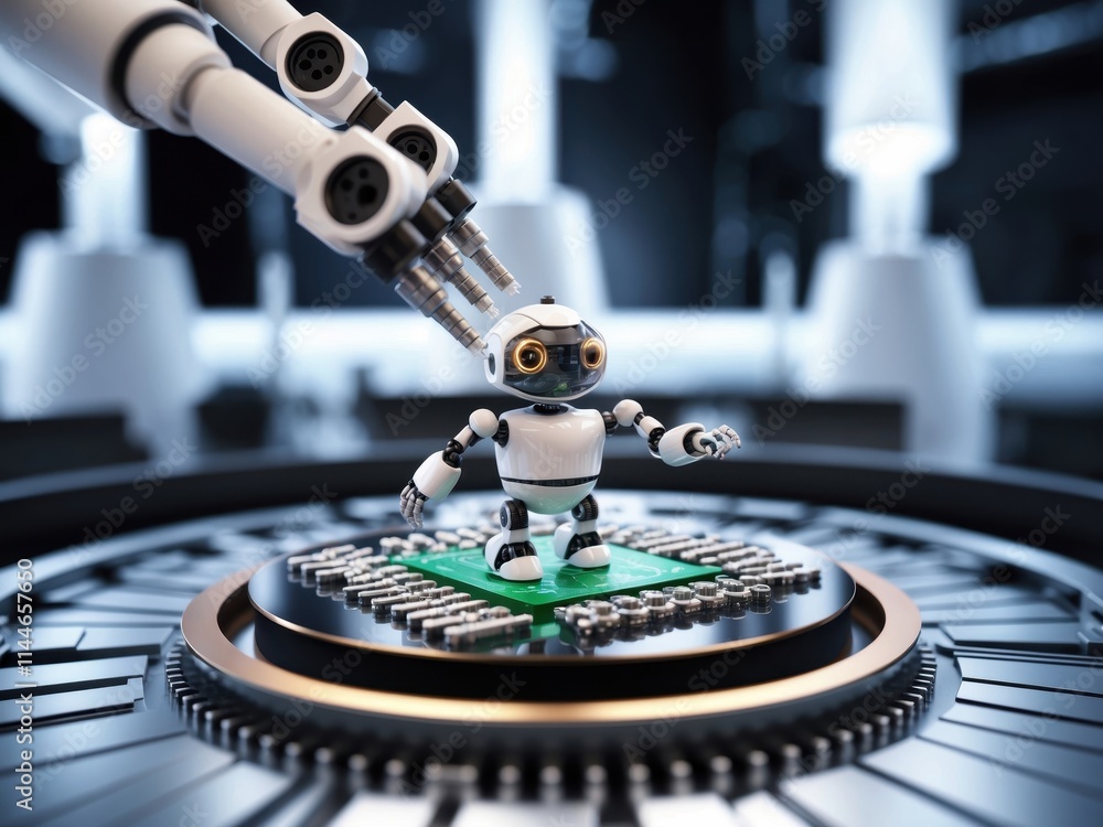 Aufkleber extreme closeup reveals intricate details of a single nanorobot designed for precision tasks in micr