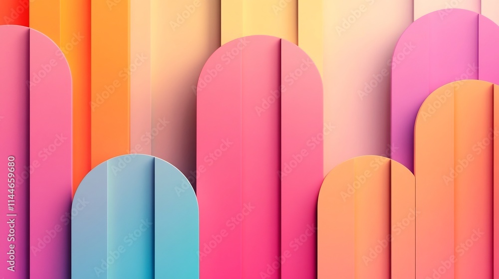 Aufkleber vibrant geometric shapes with soft color gradients abstract background