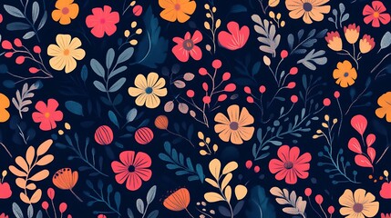 A colorful floral pattern with many different colors. AI Generated