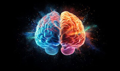 Obraz premium Creative brain having an explosion of consciousness. Concept of mental health and emotional well-being.