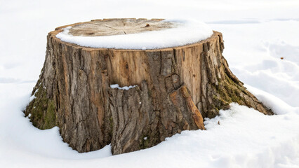 stump in the snow
