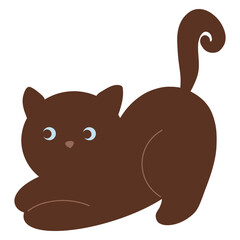 Cute baby kitten, kawaii brown cat, playing cat vector illustration
