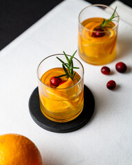 WInter Warmer Old Fashioned with Cranberries and Rosemary