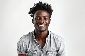 Fototapeta premium African black men, 20-40 years old, dressed in simple, work appropriate attire, relaxed in front of solid backgrounds, capturing their authentic style and confidence.