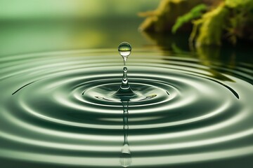 Peridot Drop - Water drop photography, one or two drops of water dropped from height into water and captured as they hit the water or collide with each other. 