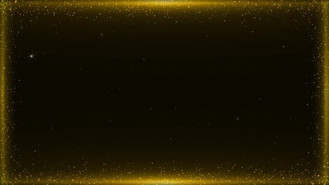 Luxury vip backdrop Digital golden frame title border Copy space for casino royal or grand trendy wedding luxury deluxe Geometric. award ceremony event glitter light sparkling particles intros titles.