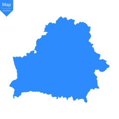 Blue map of Belarus isolated on white background. Vector illustration eps10.