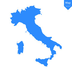 Blue map of Italy isolated on white background. Vector illustration eps10.