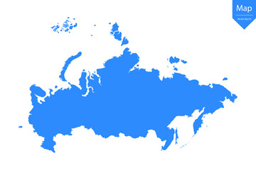 Obraz premium Blue map of Russia isolated on white background. Vector illustration eps10.