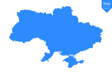 Blue map of Ukraine isolated on white background. Vector illustration eps10.
