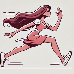 An illustration of a young woman running
