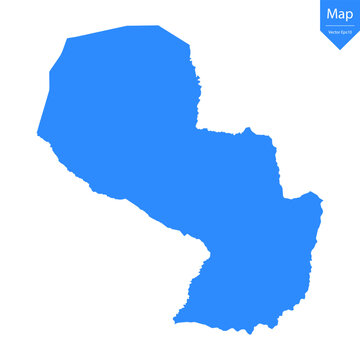 Blue map of Paraguay isolated on white background. Vector illustration eps10.