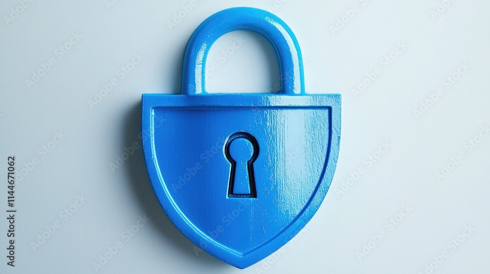 Aufkleber simple shield and padlock design in blue, symbolizing cybersecurity