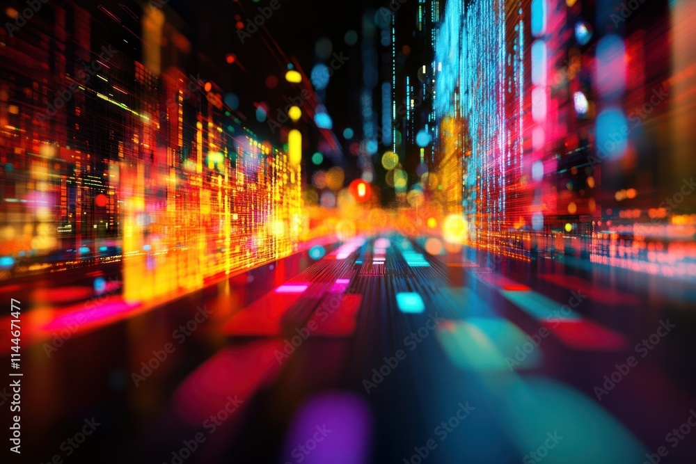 Poster abstract representation of financial data in motion
