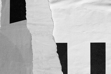 Old ripped torn blank black and white posters textures backgrounds grunge creased crumpled paper...