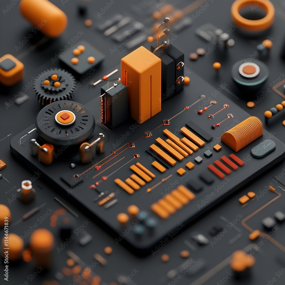 Poster stylized abstract data visualization depicting consumer preference trends featuring a dynamic geomet