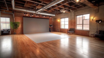 Obraz premium A professional photo studio with state-of-the-art lighting gear, a plain backdrop, and sleek interiors designed for creative shoots