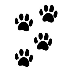 wild wood animal tracks. Animal paw prints, vector different animals footprints black on white illustration. 