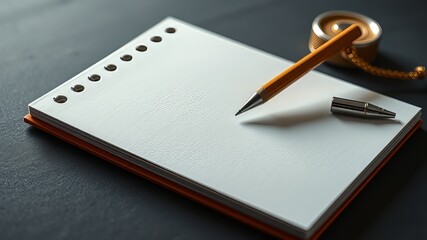 Blank Notepad, Pen, Pencil - Bright, Colorful, High-Quality Photo