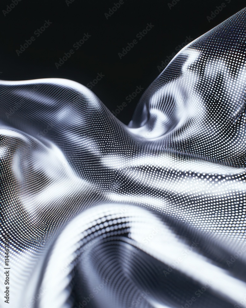 Poster dynamic textile texture abstract studio digital art dark environment close-up view magnetic resonanc