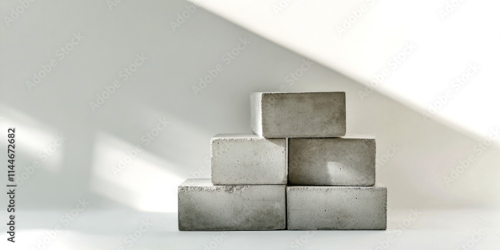 Poster concrete blocks arranged in a minimalistic style create a strong structure. this image captures simp