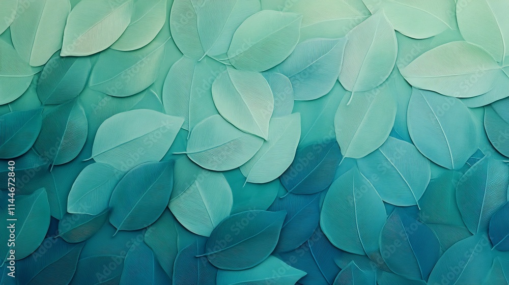 Poster abstract leaf pattern with gradient green tones for natural botanical backgrounds