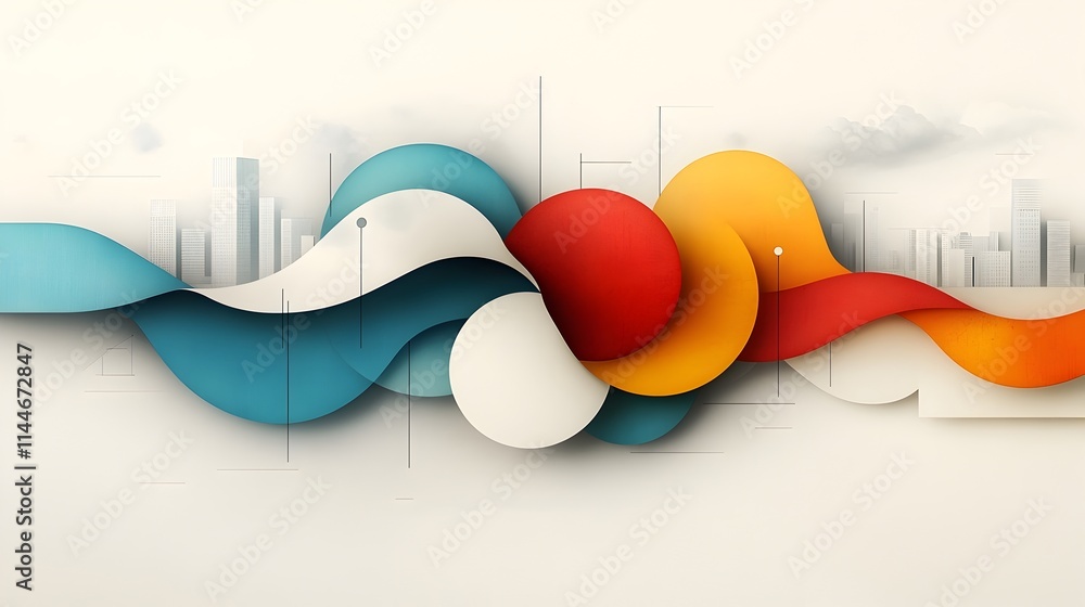 Poster vibrant and colorful digital artwork representing the frequency of occurrence of different cultural 