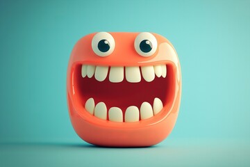 Naklejka premium Bright orange character with large eyes and an exaggerated smile captures attention in playful branding design