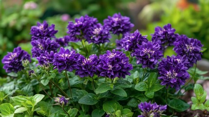 Purple Blooms in Full Bloom with Green Leaves in Natural Setting