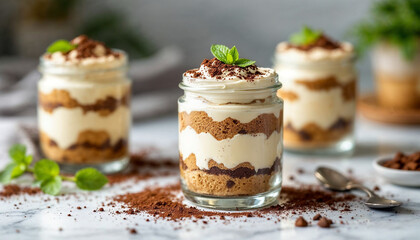 Layered Tiramisu Dessert in Glass Jars