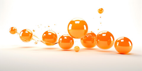 Abstract background with glossy shiny orange balls on white background 