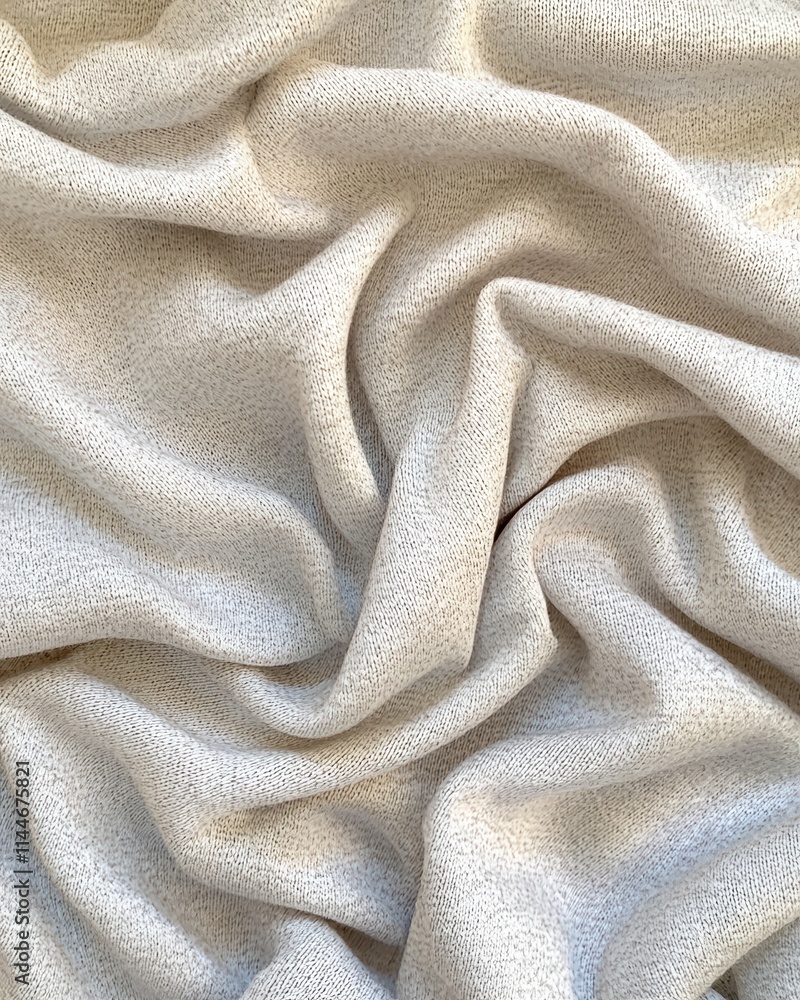 Poster textile texture macro shot of jersey knit fabric soft cream color indoor setting close-up view for t