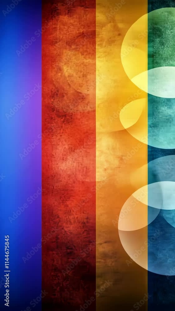 Poster vibrant colors and abstract shapes create a lively backdrop in a creative space